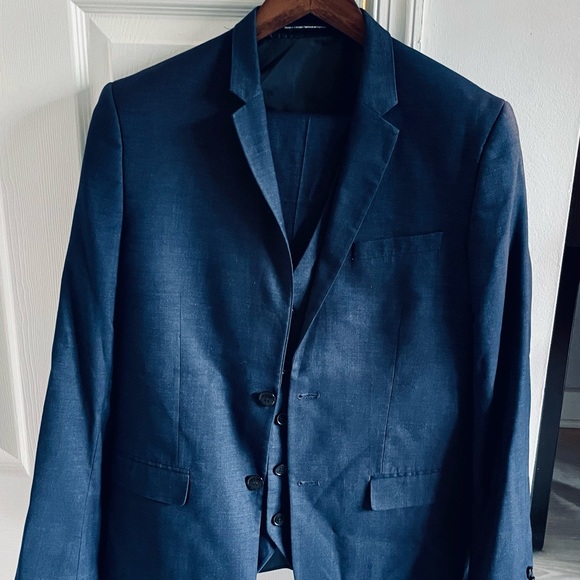 H&M Suits & Blazers Hm Skinny Fit Mens Blue 3 Piece Suit 4r Jacket